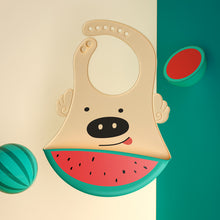 Baby silicone waterproof bib with food catcher for mess-free feeding

