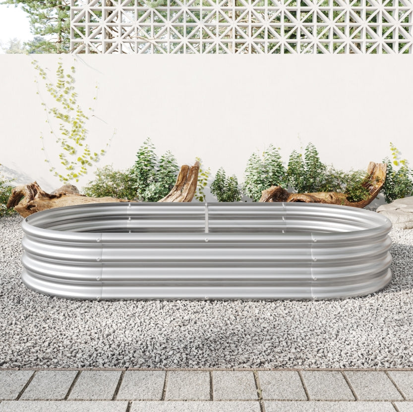 Oval Large Metal Raised Garden Bed For Plants, Vegetables, Flowers