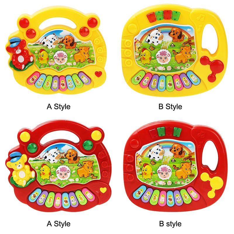 Colorful baby musical toy with piano keys, animal sounds, and flashing lights

