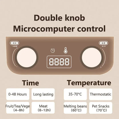 Smart food dehydrator machine with adjustable thermostat for drying fruits, vegetables, and jerky

