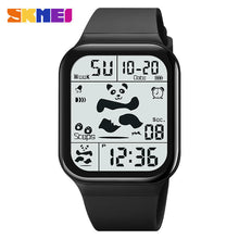 Square waterproof LED digital watch with large display for students

