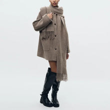 Elegant Women's Knitted Cardigan with Scarf for Office Wear