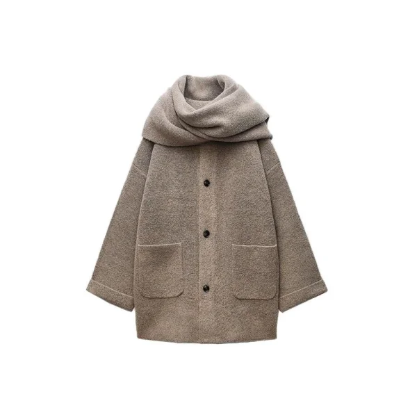 Elegant Women's Knitted Cardigan with Scarf for Office Wear