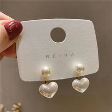 New Fashion Contracted Heart Pearl Fine Earrings with heart pendant and faux pearl