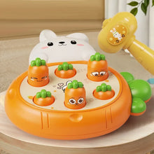Toddler playing with ELMAS Montessori hammering toy with animal theme

