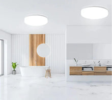 Sleek Stylish Ultra-Thin Round LED Ceiling Light illuminating a modern bedroom