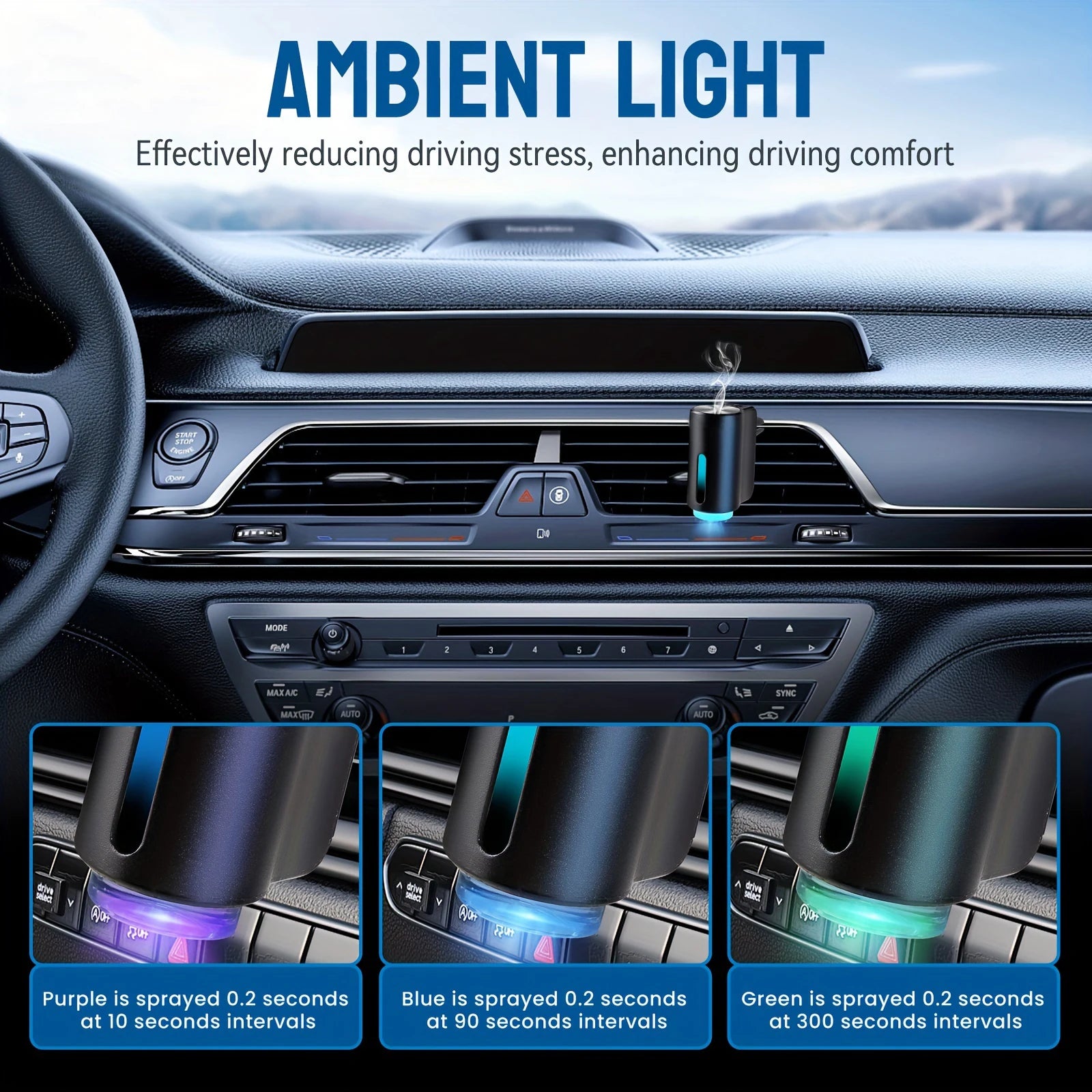 Car Air Freshener Electric Auto Aroma Diffuser with Essential Oil Mist for Vehicle Aromatherapy