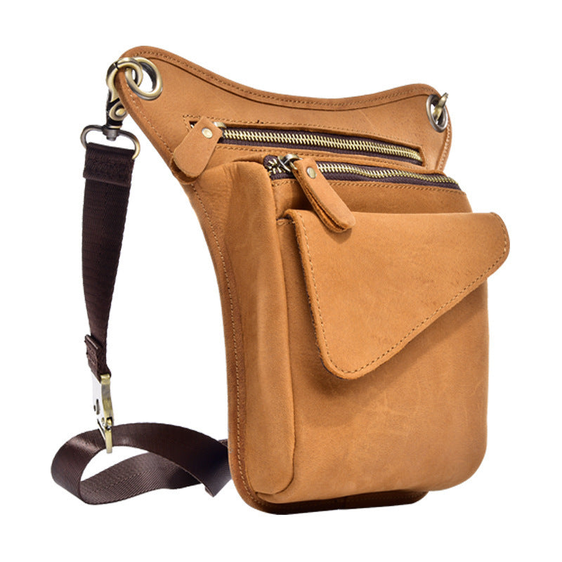 Genuine Leather Mens Waist Bag Outdoor Tactical Leg Rig