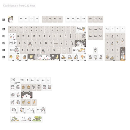Mouse-themed Keycaps Milky Gray Mechanical Keyboard
