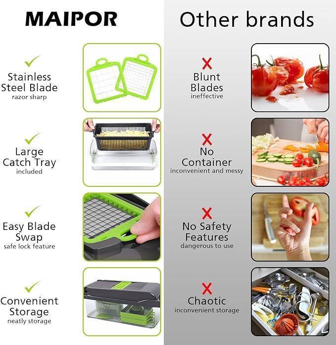 Vegetable Chopper, Pro Onion Chopper, Multifunctional 13 In 1 Food Chopper, Kitchen Vegetable Slicer Dicer Cutter, Veggie Chopper With 8 Blades, Carrot And Garlic Chopper With Container