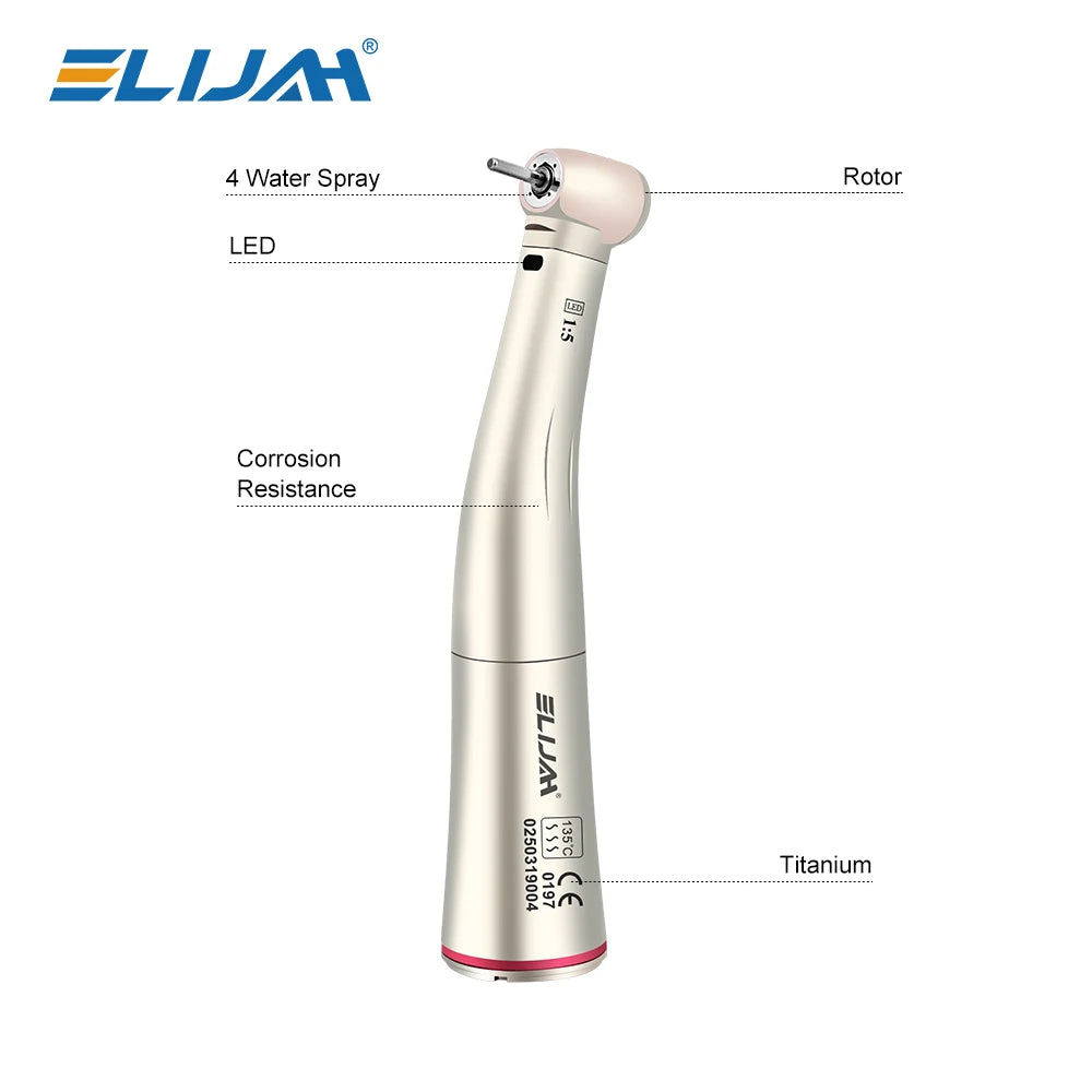 Elijah dental contra angle handpiece with fiber optic for precise dental procedures