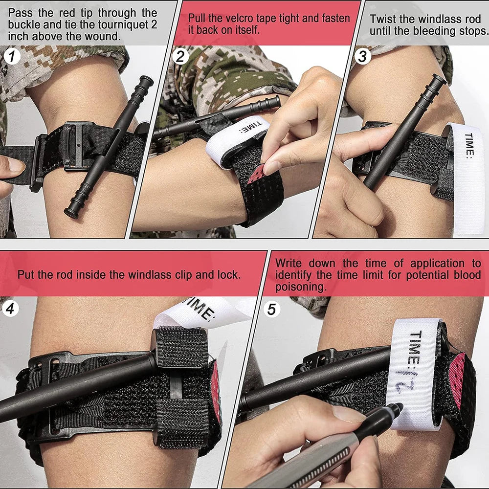 Portable emergency tourniquet for first aid and tactical use

