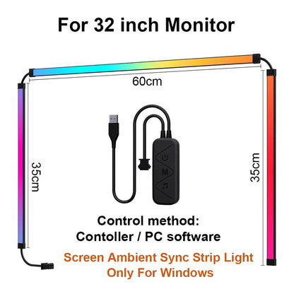 RGB Smart Ambient TV PC Display Sync LED Strip Light for Gaming