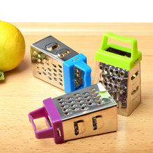 Mini stainless steel four-sided grater for garlic, ginger, fruits, and kitchen prep

