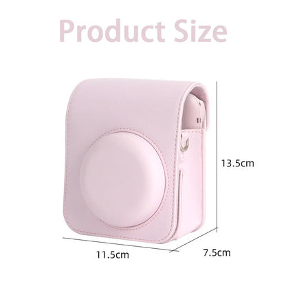 PU leather Instax Mini 12 camera case with shoulder strap for travel and protection

