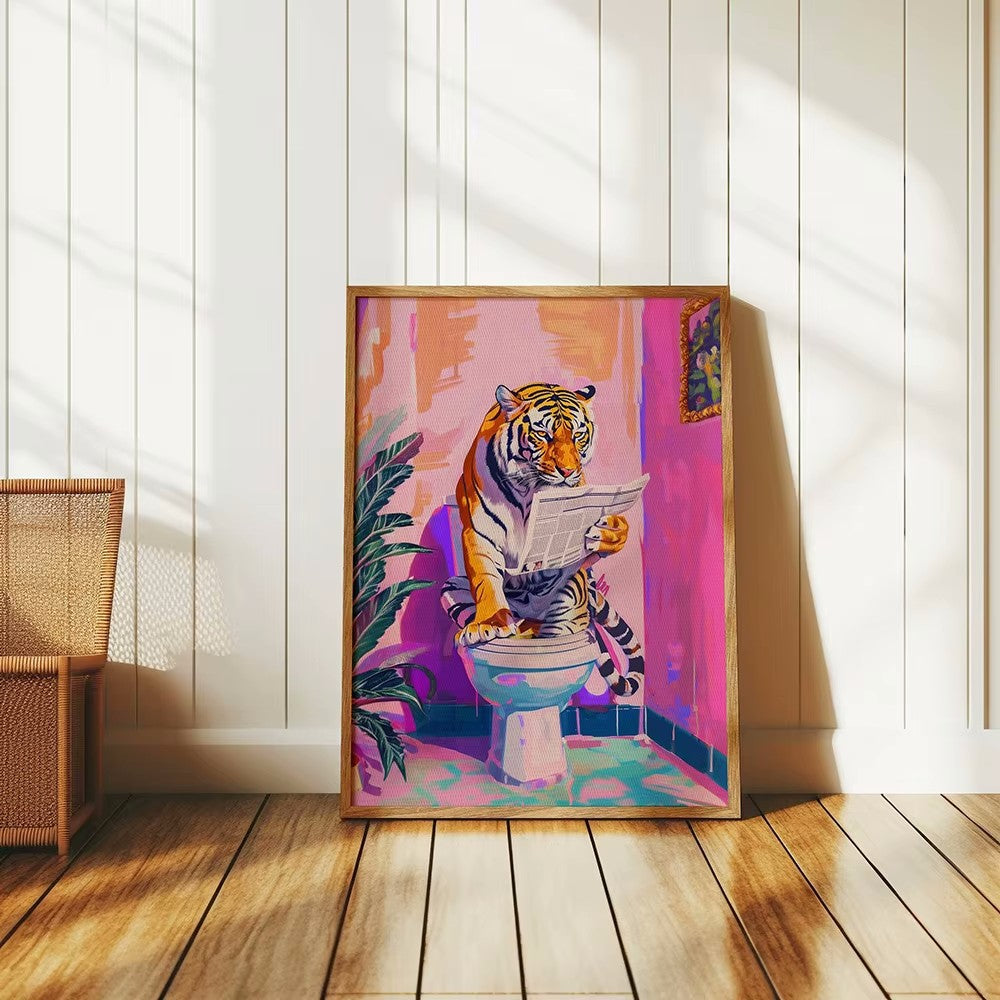 funny tiger toilet poster