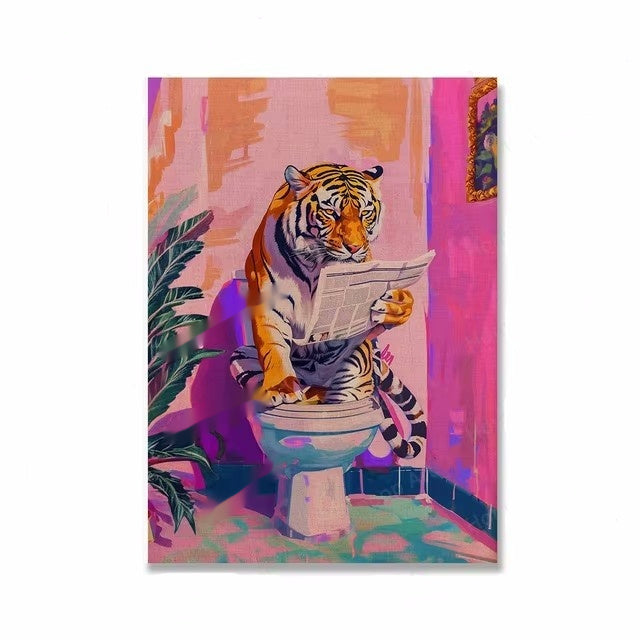 funny tiger toilet poster