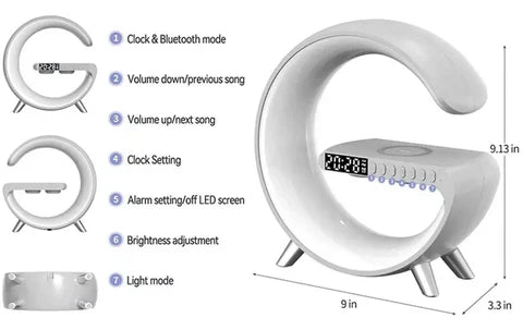 Wireless Charger and Bluetooth Speaker Combo with Fast Charging for Home and Office Use
