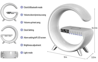 Wireless Charger and Bluetooth Speaker Combo with Fast Charging for Home and Office Use
