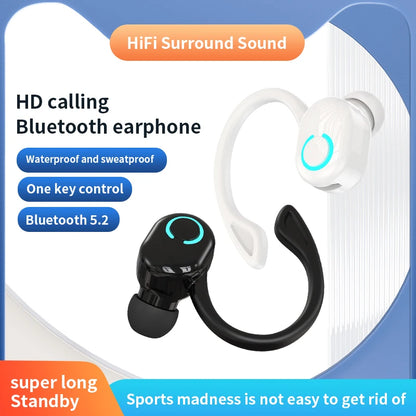Wireless Bluetooth Earphones HIFI Bass with HD mic, waterproof ear-hook design for sports, gaming, and music