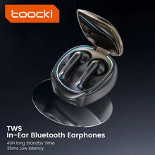 Toocki Gaming Wireless Earphones Bluetooth 5.3 with waterproof TWS design, low latency, and mic for iPhone and sports use
