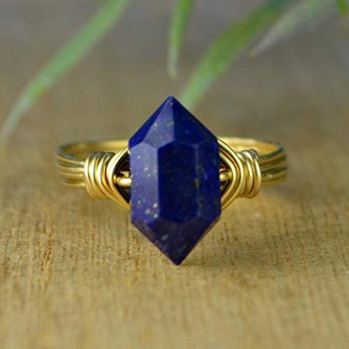 Gemstone Ring with Double Terminated Lapis Lazuli and 925 Sterling Silver – Elegant Jewelry Piece