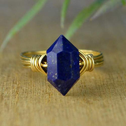 Gemstone Ring with Double Terminated Lapis Lazuli and 925 Sterling Silver – Elegant Jewelry Piece