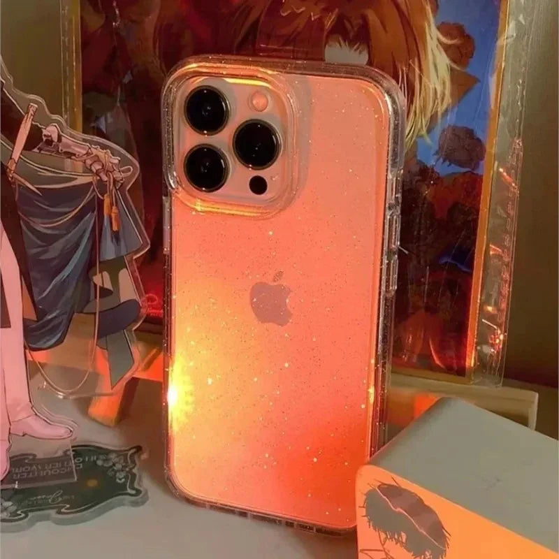 Glitter Shockproof Transparent iPhone Case for Maximum Protection

