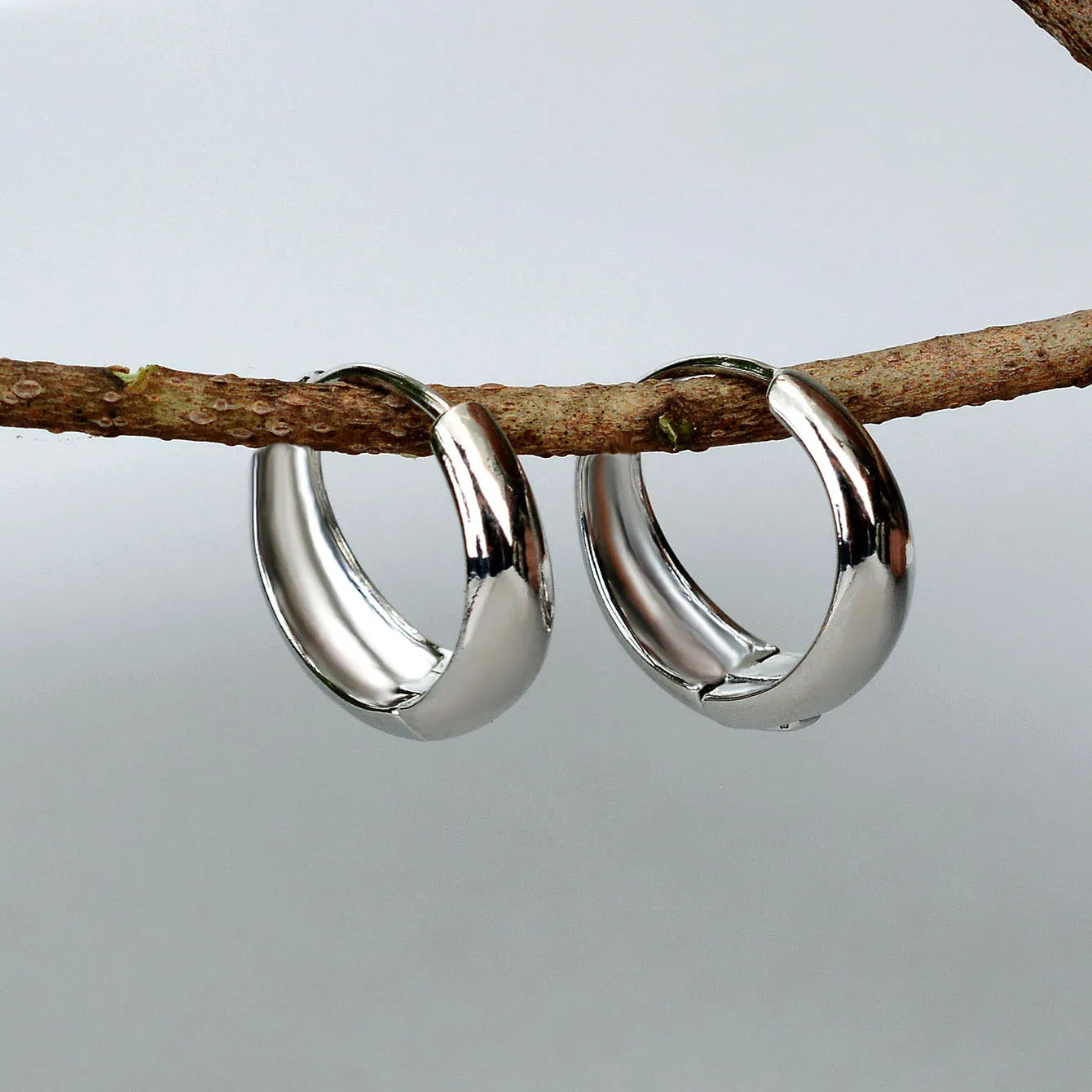 Amalfi chunky hoops gold plate earrings with click-top closure