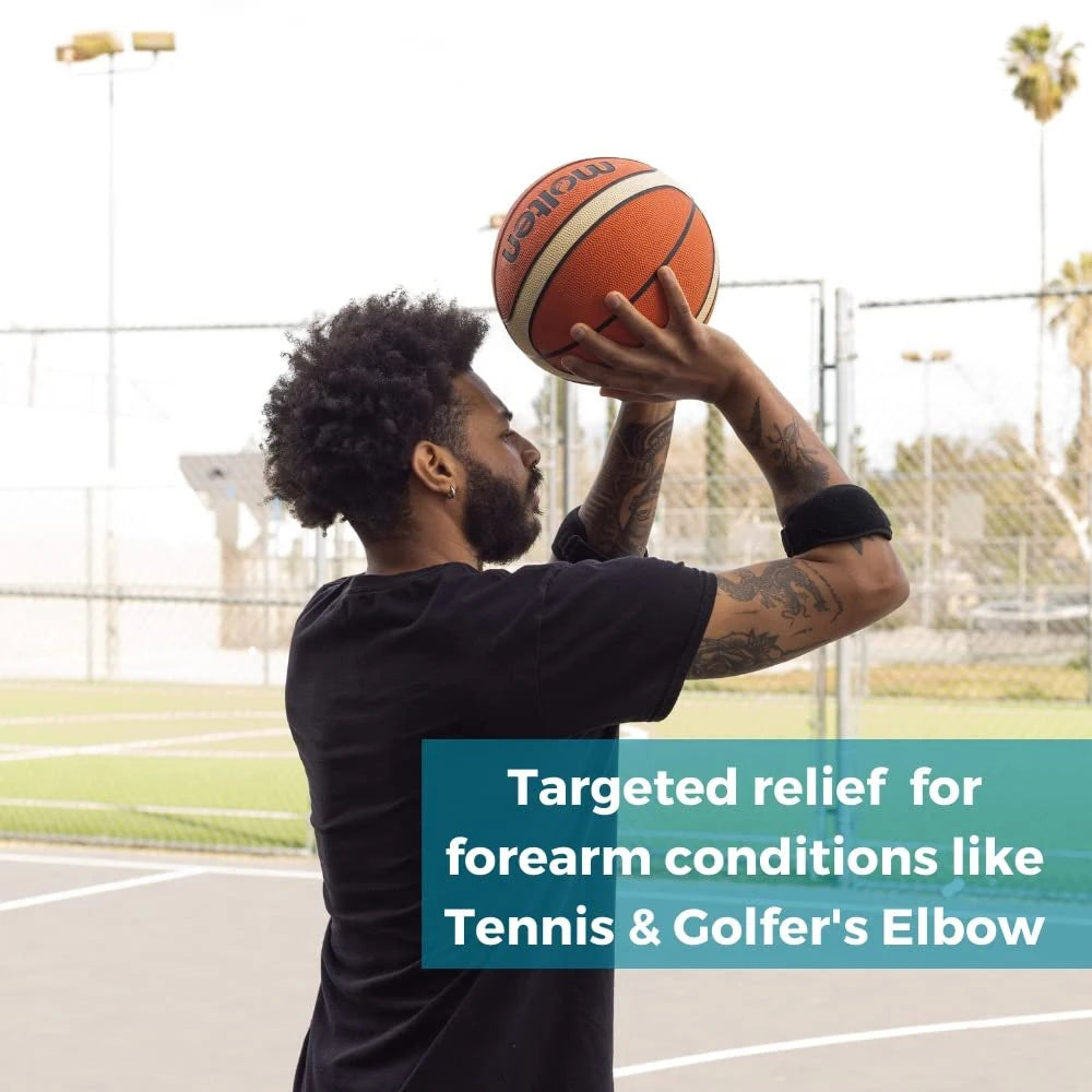 Tennis Elbow Brace for Tendonitis with compression pad and adjustable strap for forearm pain relief and golf elbow support