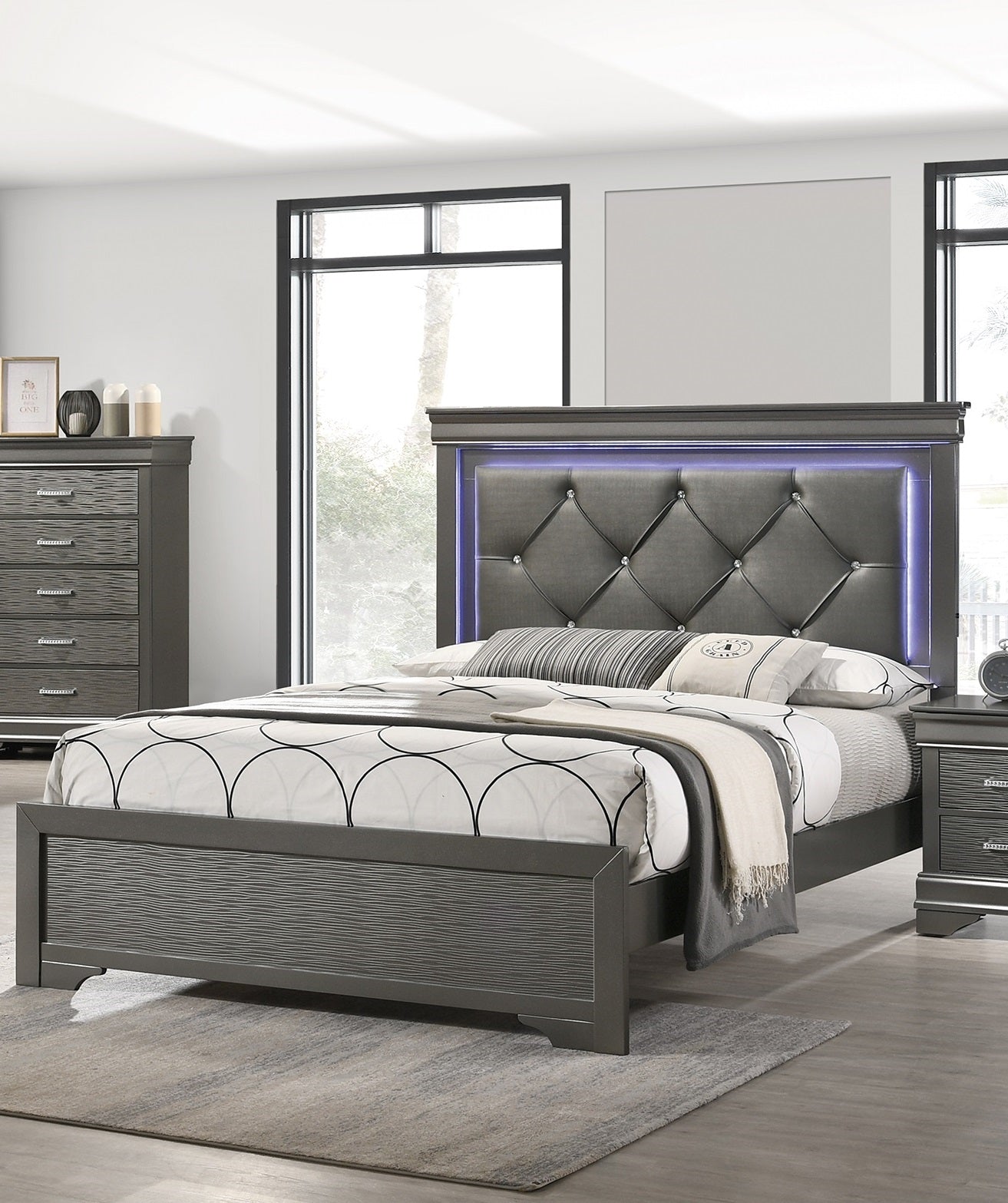 gray bed frame