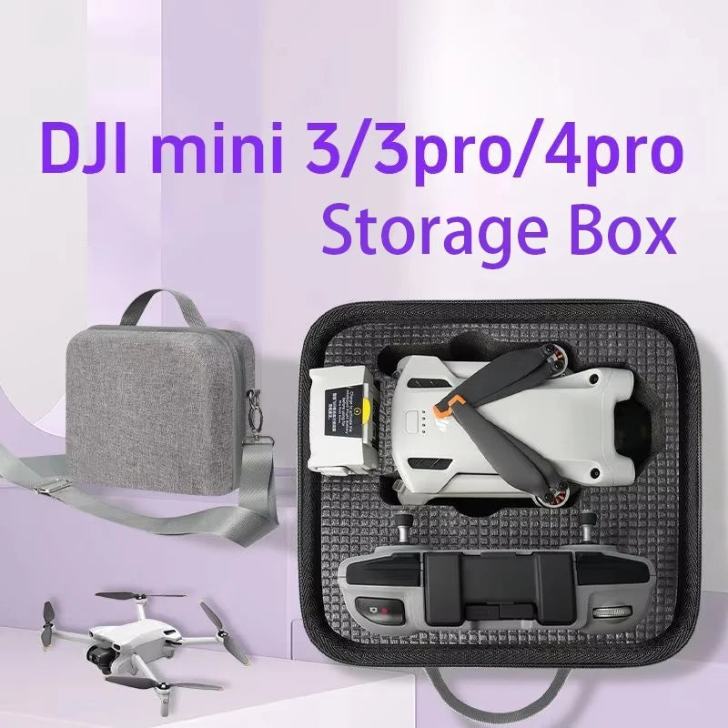 Gray DJI Mini 4 Pro carrying case with compartments for drone and RC-N2 controller

