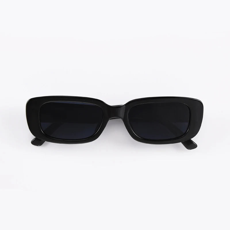 Trendy small sunglasses with green square frames for women and men, UV400 protection