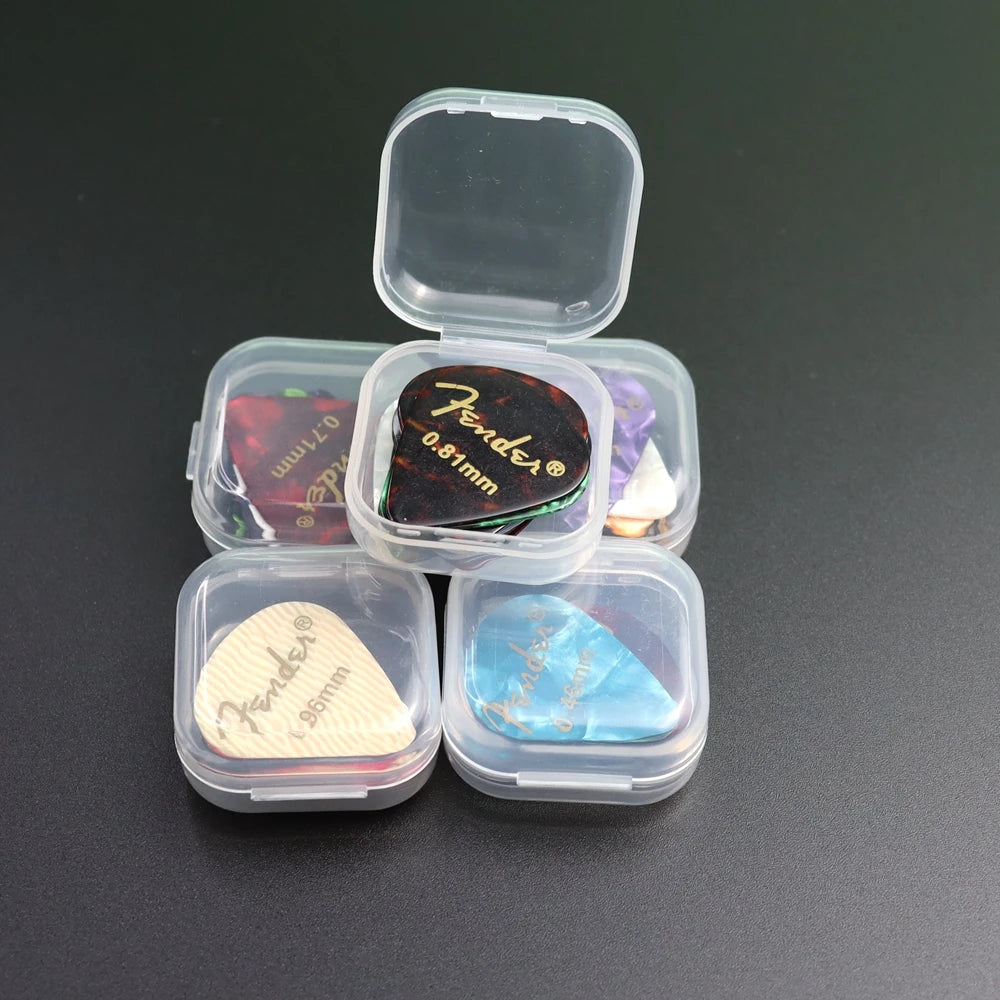 Colorful 100pcs guitar picks set for acoustic and electric guitars with box and various thicknesses

