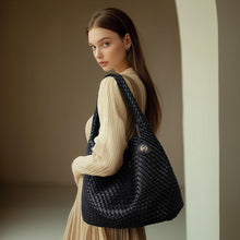 Handmade woven leather tote bag