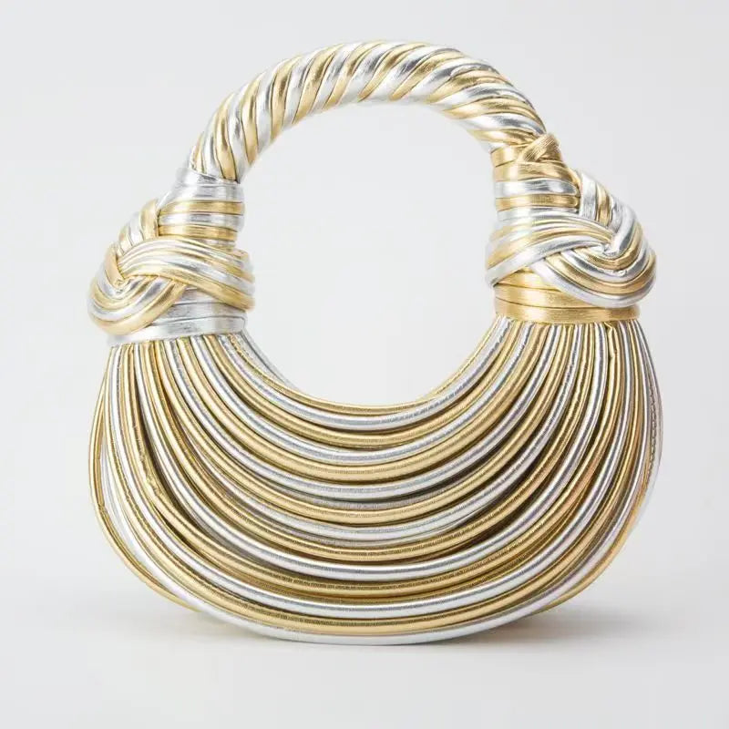 Gold luxury handwoven designer handbag for women 2024 collection