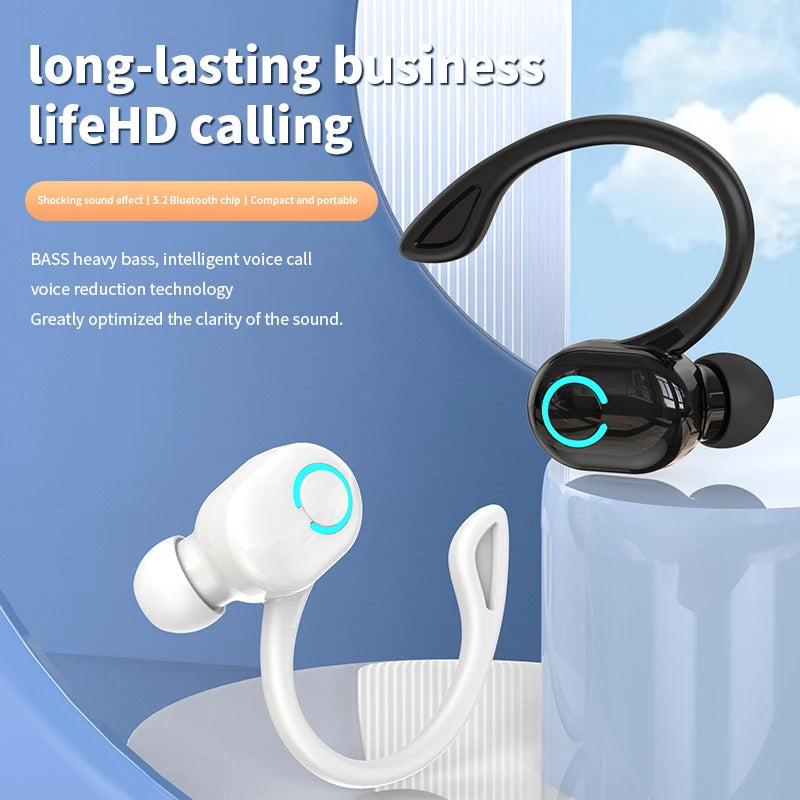Wireless Bluetooth Earphones HIFI Bass with HD mic, waterproof ear-hook design for sports, gaming, and music
