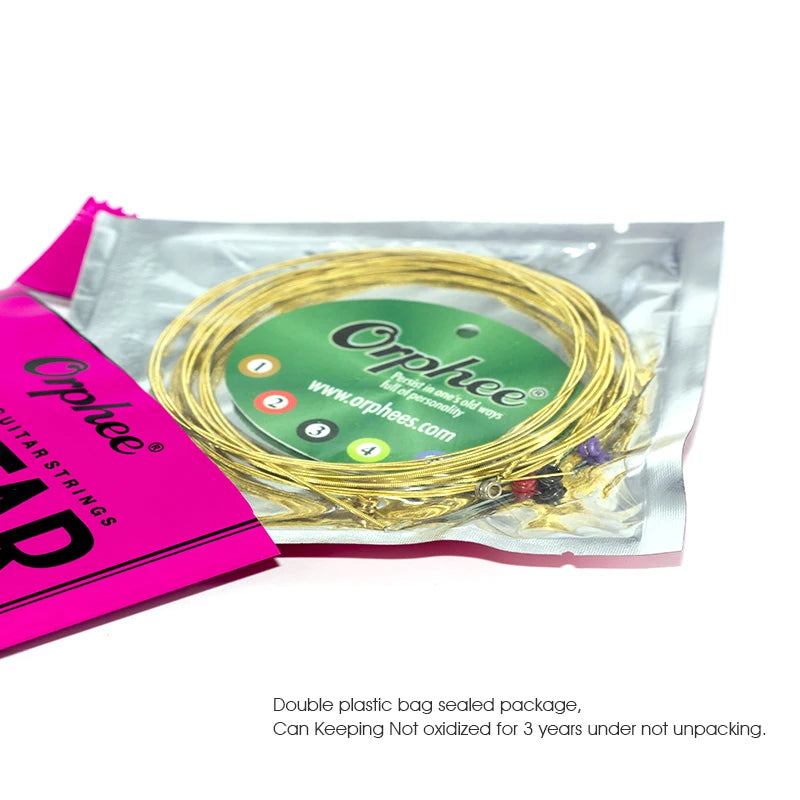 "Orphee Acoustic Guitar Strings 6Pcs/Set for bright, full tone"