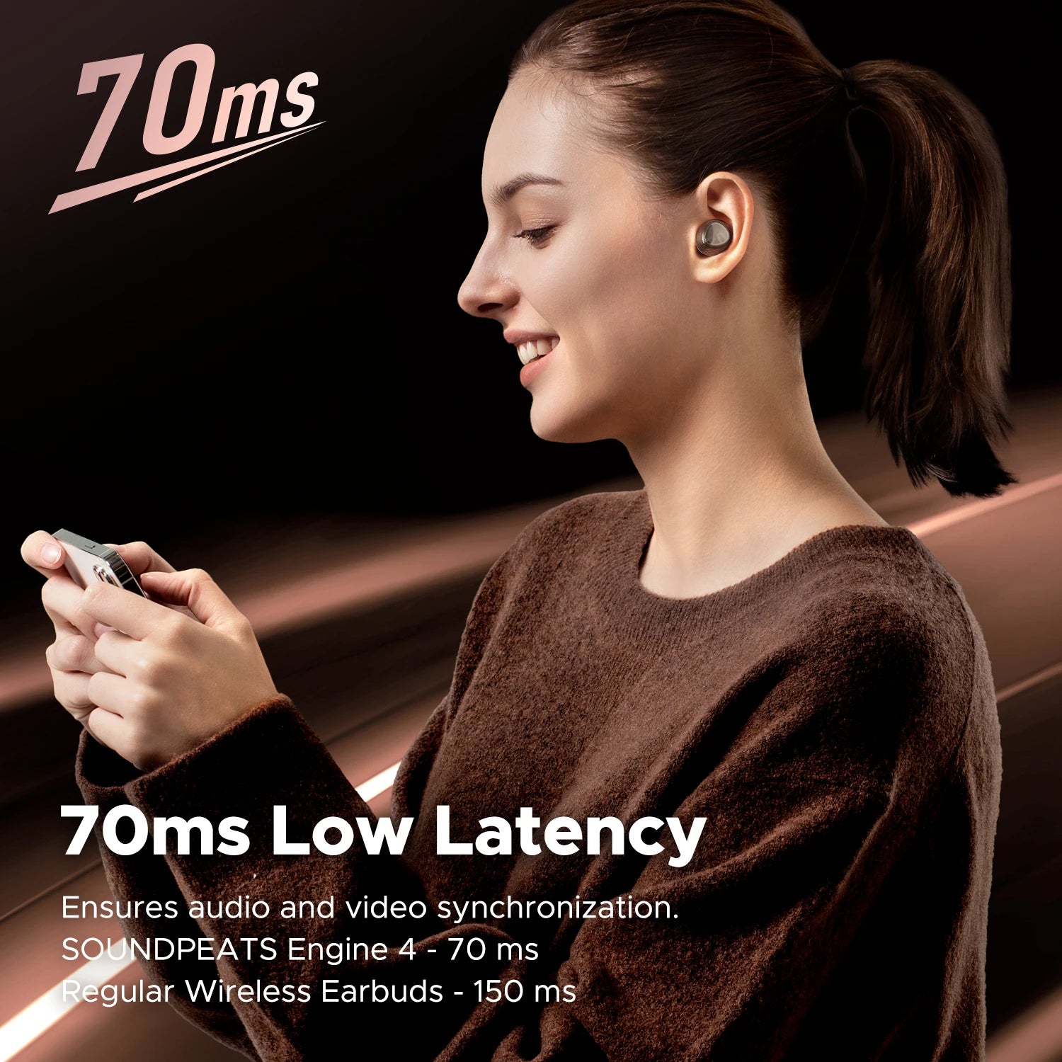 SoundPEATS Engine4 Bluetooth 5.3 Wireless Earbuds with LDAC and dual dynamic drivers for stereo sound and long battery life