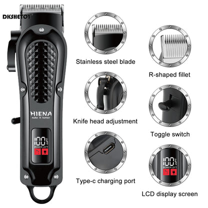 HIENA Electric Hair Clipper with USB charging and cordless beard trimming for wet and dry haircuts