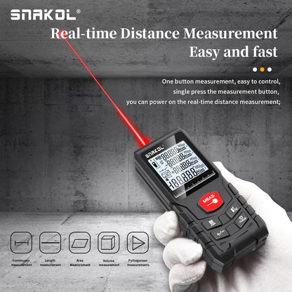 Snakol Laser Distance Meter with 50m to 120m Range, Digital Tape Measure and High Precision Professional Rangefinder Tool