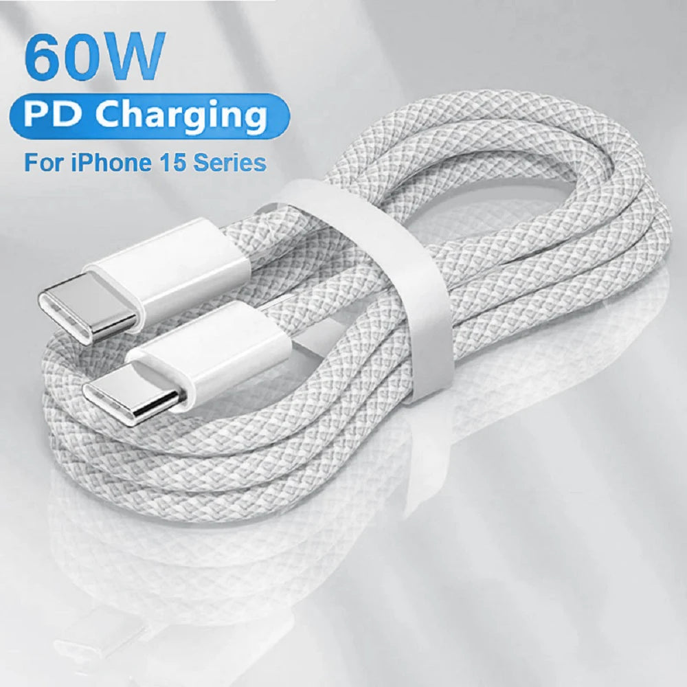 Usb C to Type C fast charging PD 60W braided cable for iPhone and Android