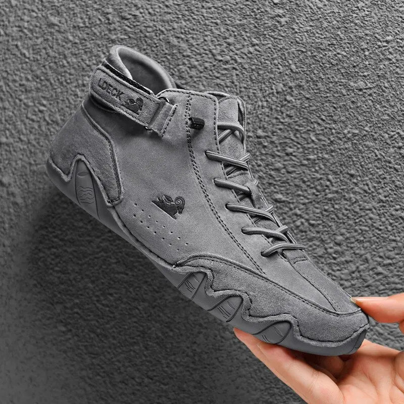 Men's Waterproof Motorcycle Winter Shoes 2023 in black high-top sneakers
