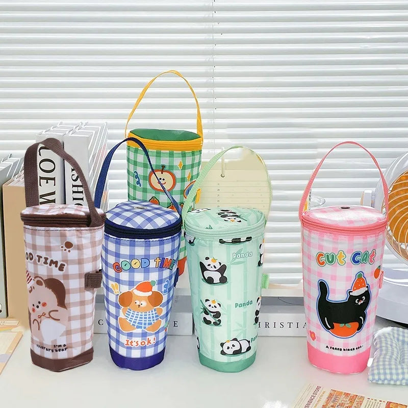 Insulated water bottle tote bag for outdoor hiking and travel