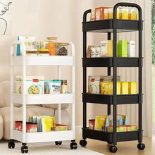 Multi layer storage rack for home use with wheels for easy mobility

