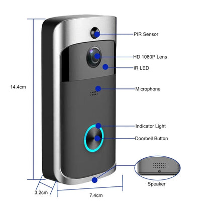 Wireless Smart Doorbell Camera with Night Vision for Home Security

