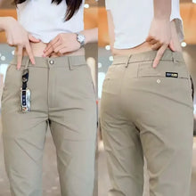Ice Silk Men's Golf Pants in khaki and black with slim straight leg and breathable stretch fabric for casual sports comfort