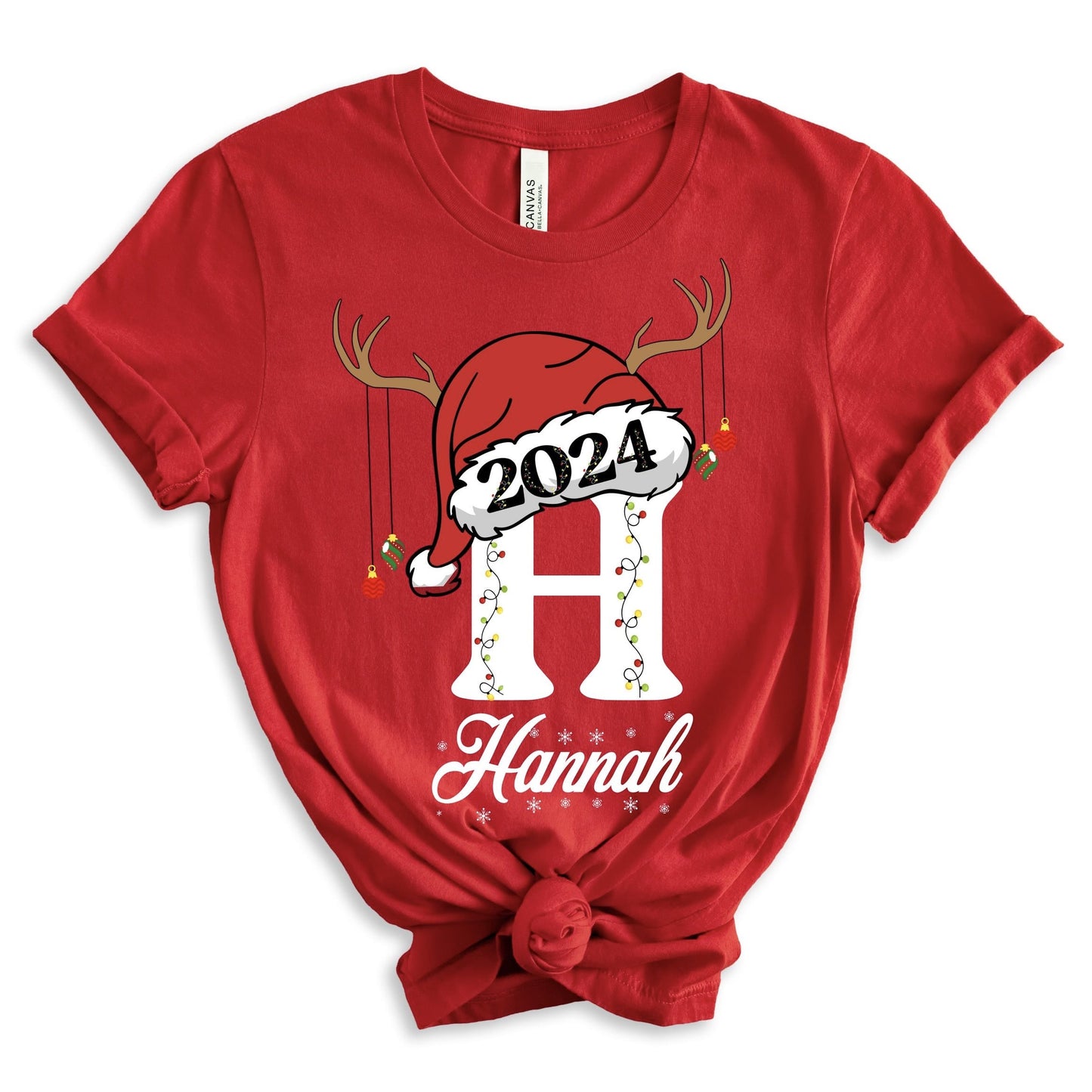 Personalized Christmas Family Pajama Shirts with Santa Hat