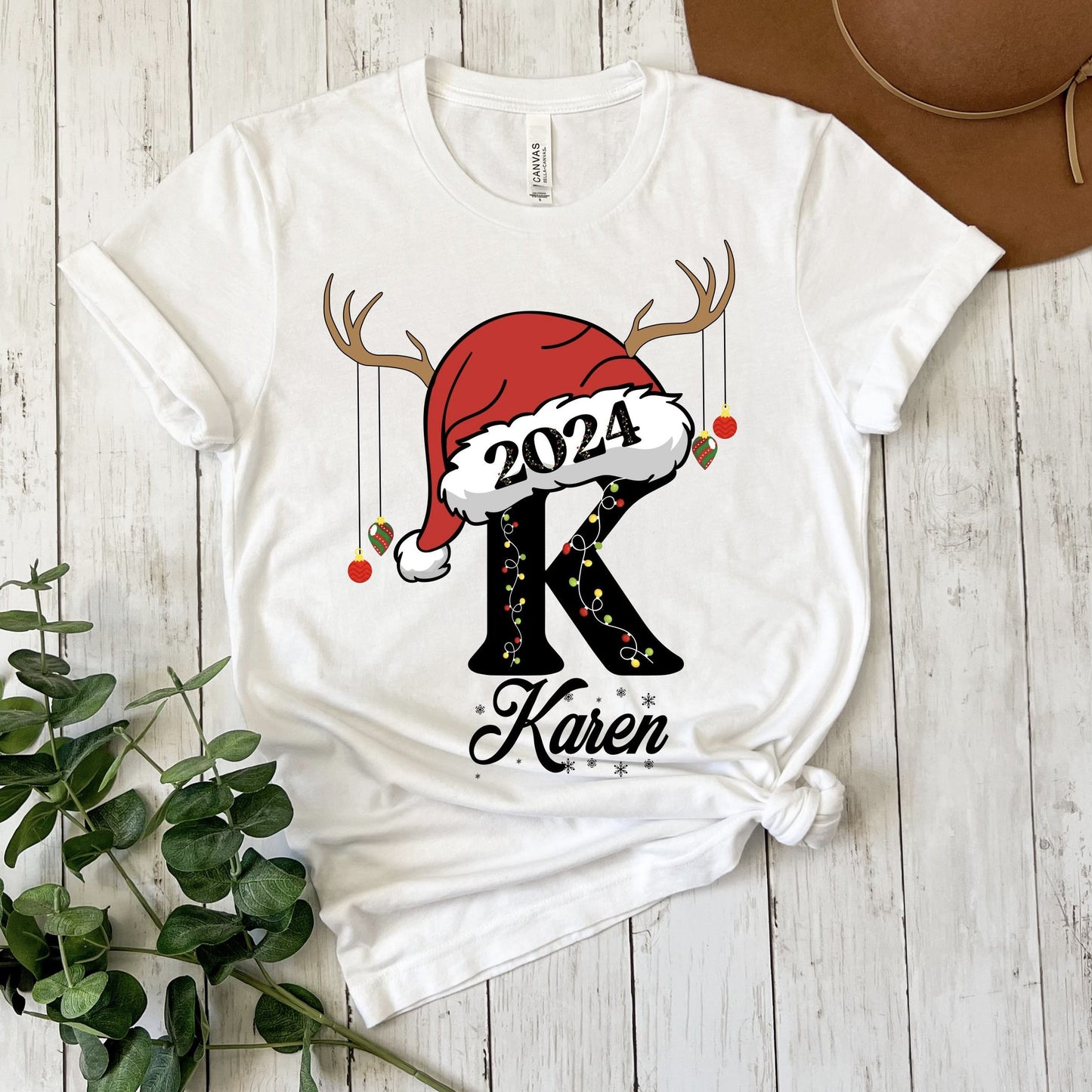 Personalized Christmas Family Pajama Shirts with Santa Hat
