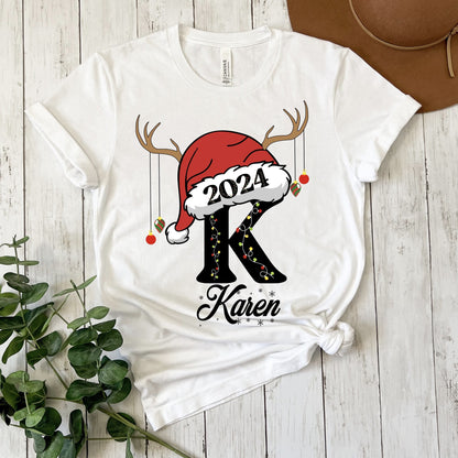 Personalized Christmas Family Pajama Shirts with Santa Hat